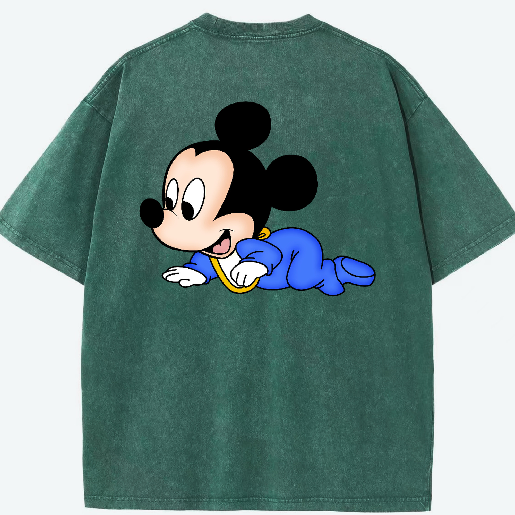 （画像用） ミッキーマウス Mickey Mouse 綿100% ヴィンテージ風 半袖Tシャツ（背面プリント）